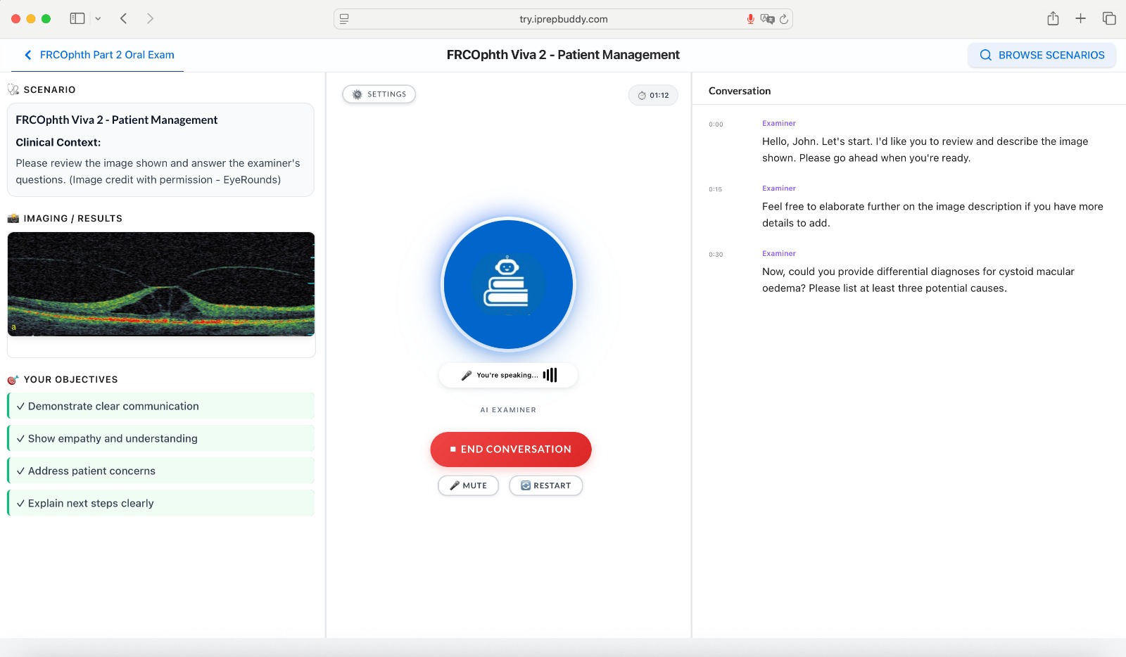 iPrepBuddy App Preview - FRCOphth Practice Session